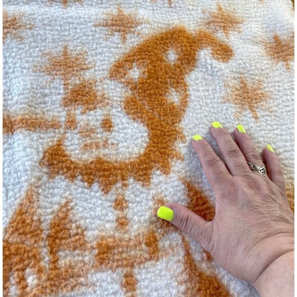 Vintage baby blanket, reversible fleece with satin trim, elf and stars - Picture 3 of 10